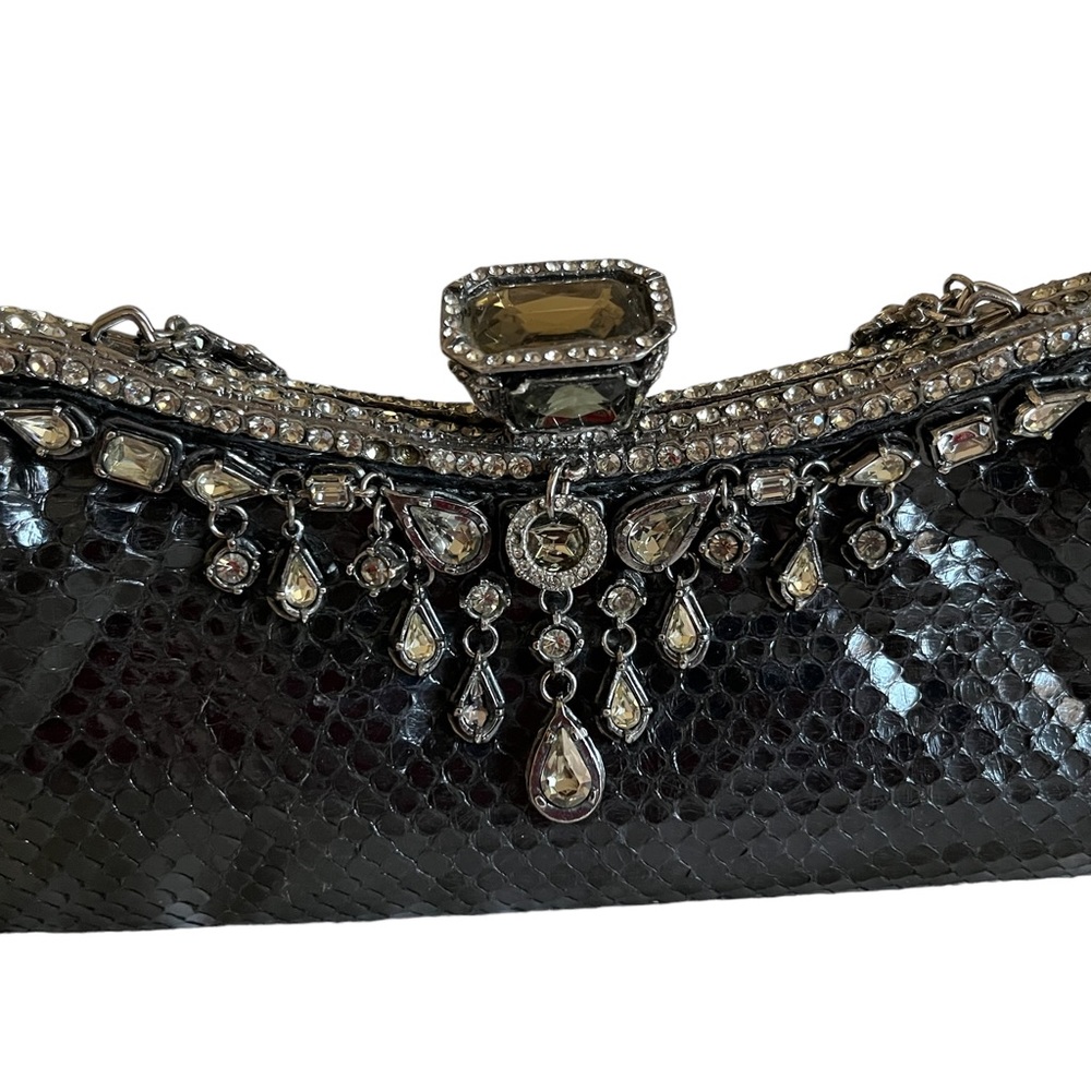 CLARA KASAVINA hand made black snake skin handbag clutch bag - Picture 9 of 16